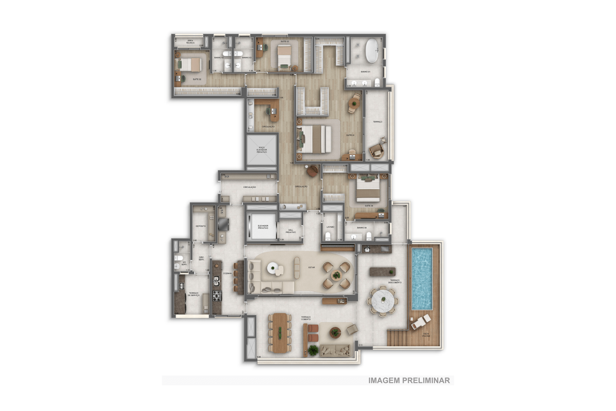 Planta 266m² — 2 suítes  - GranDiálogo Parque da Mooca
