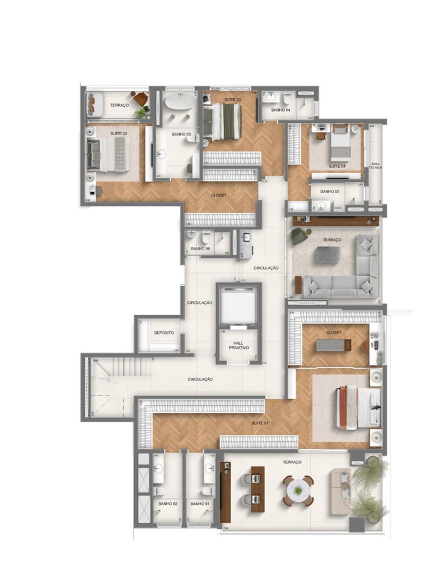 Planta 535m² – 4 suítes – Duplex – Piso Inferior - Monã Mooca